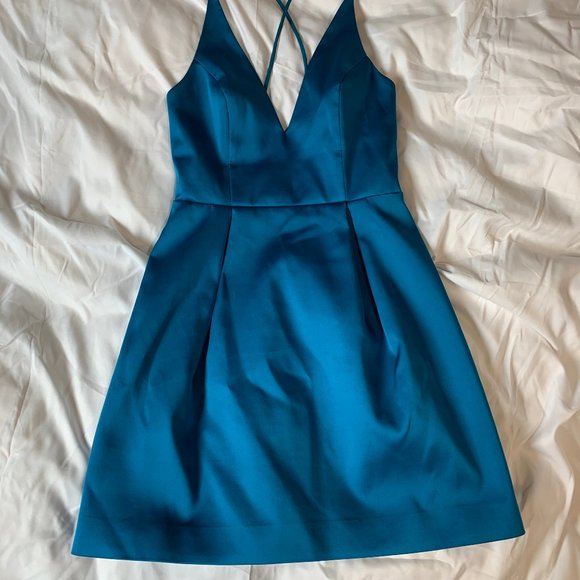 TOPSHOP Blue Satin Mini-dress Size 4 - Picture 1 of 4